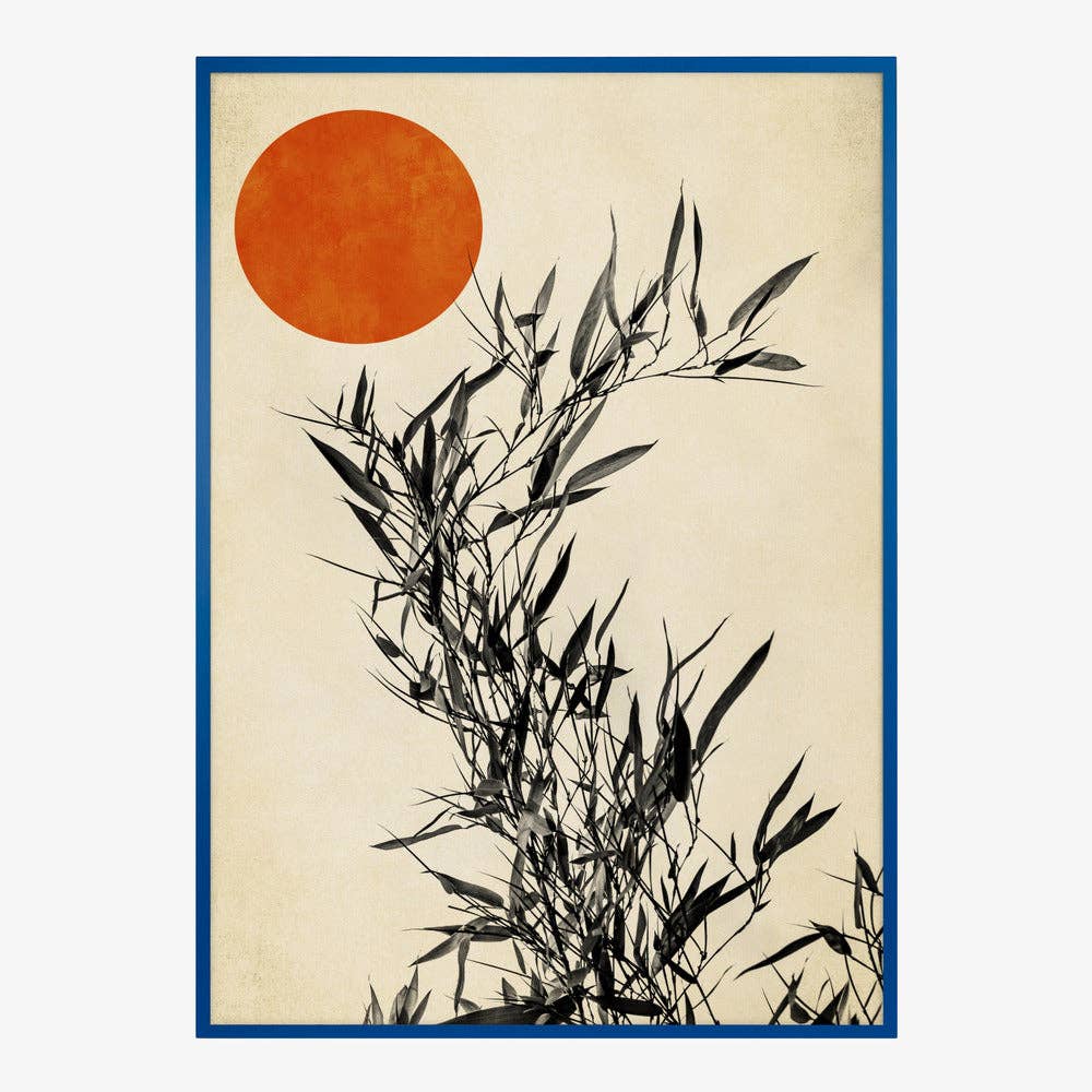 Bamboo and Orange Sun Art Print - Ink Japandi