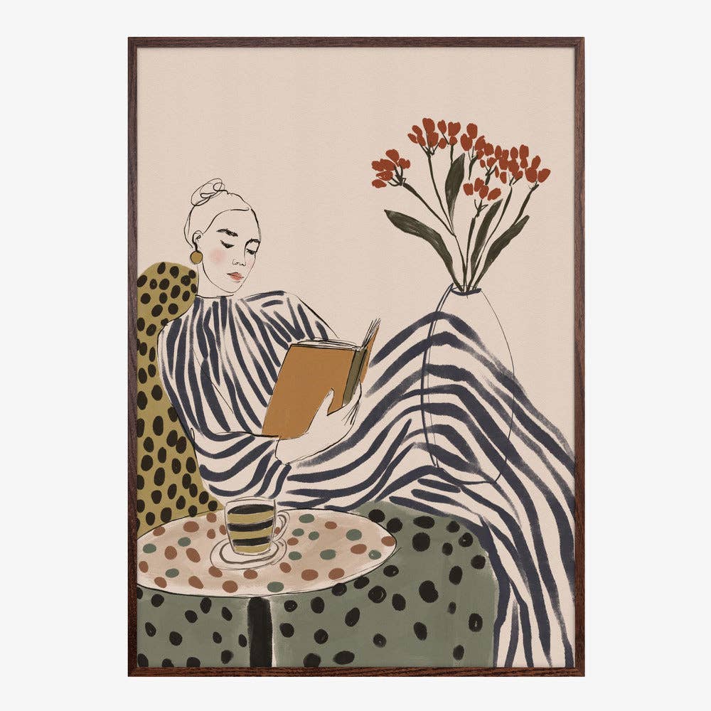 Chic Woman Reading Art Print - Painterly Editorial Decor