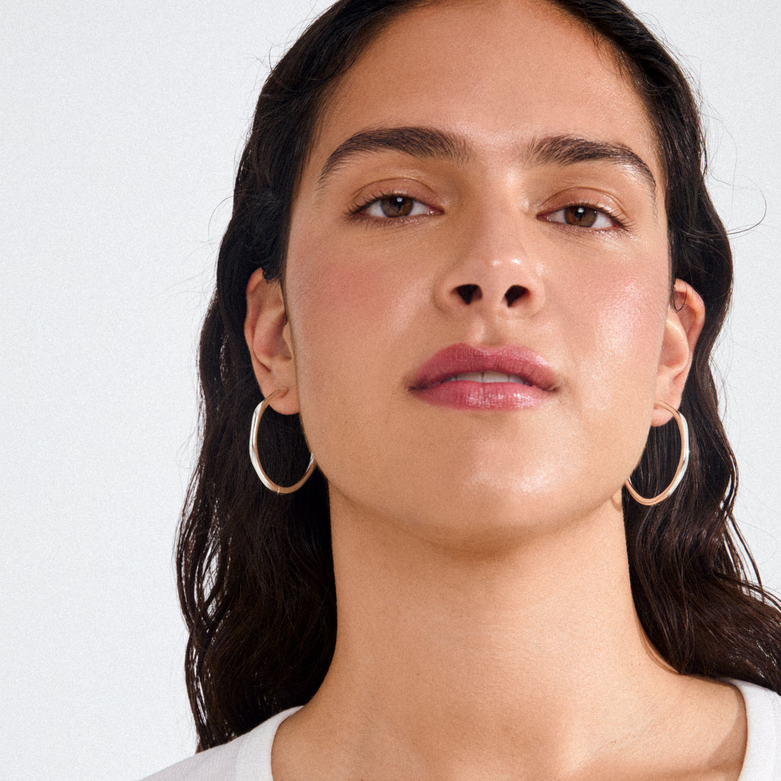 HAZE Large Hoop Earrings in Silver