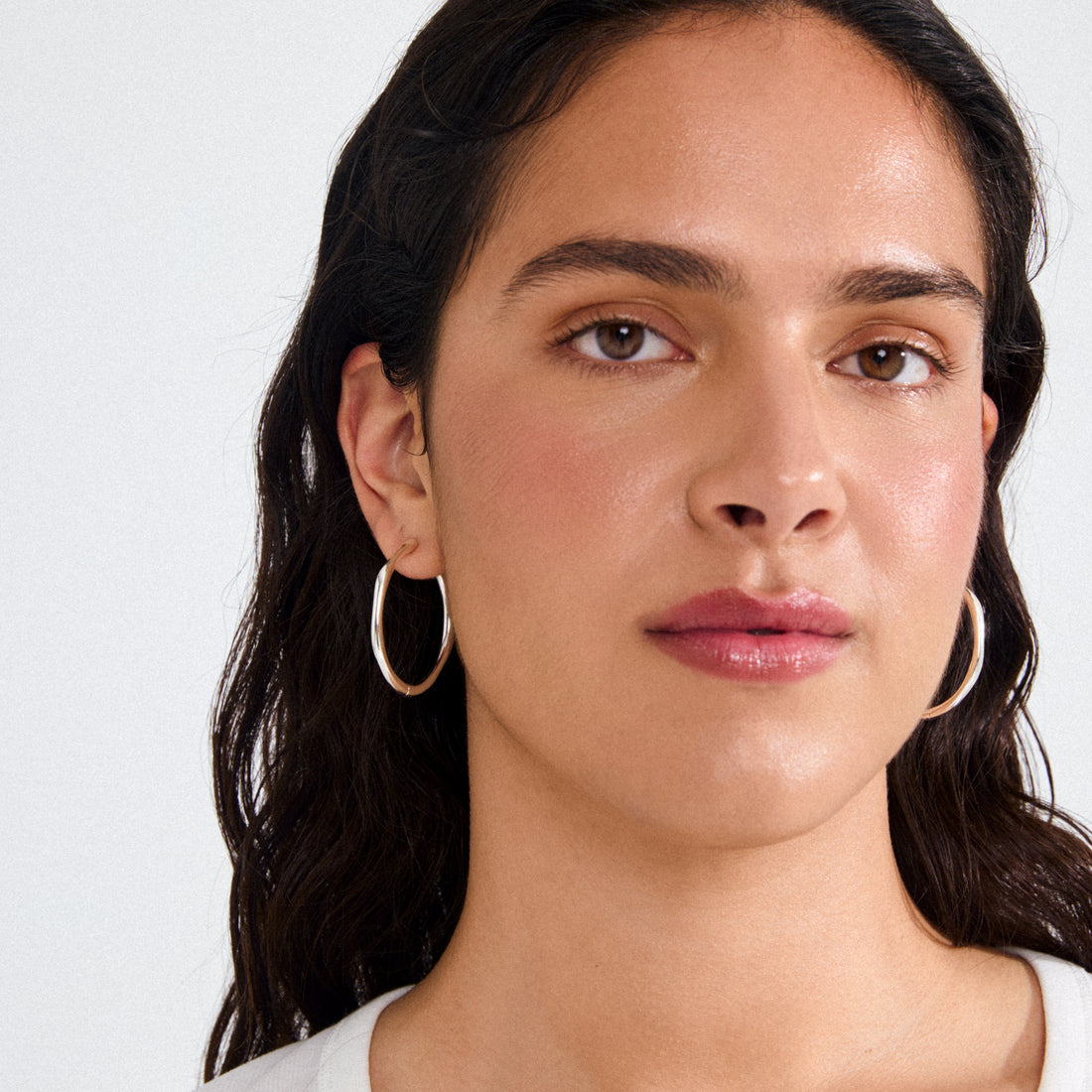 HAZE Large Hoop Earrings in Silver