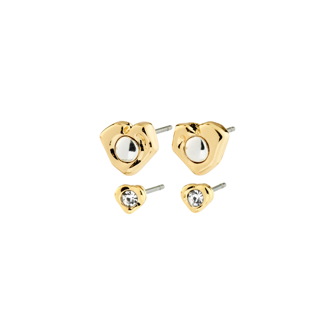 NOVA Mixed Metal Heart 2-in-1 Stud Earrings Set