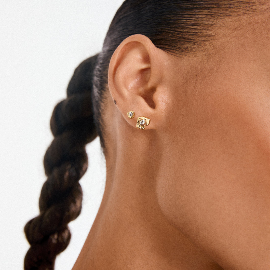 NOVA Mixed Metal Heart 2-in-1 Stud Earrings Set