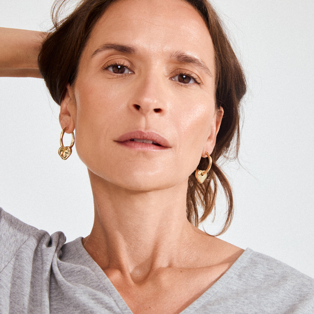 NOVA Gold Captured Heart Hoop Earrings