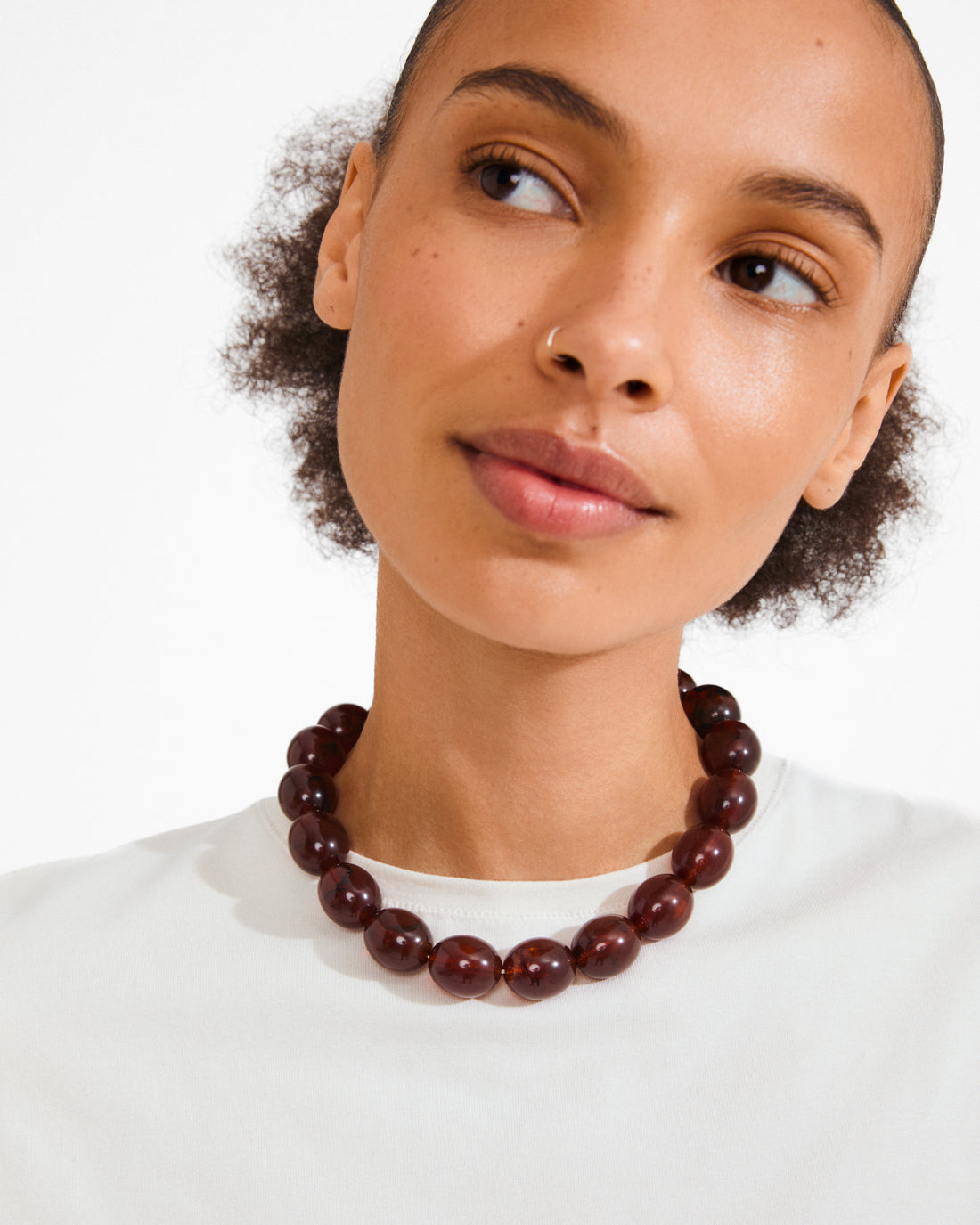 STILL Chunky Bead Necklace in Brown