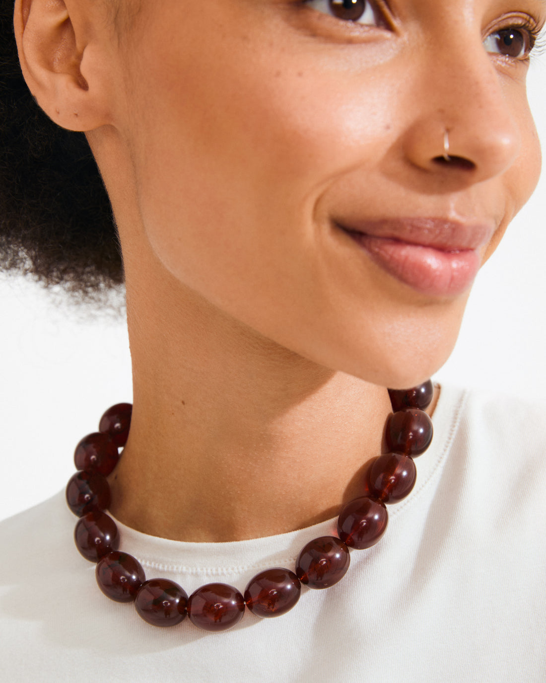 STILL Chunky Bead Necklace in Brown