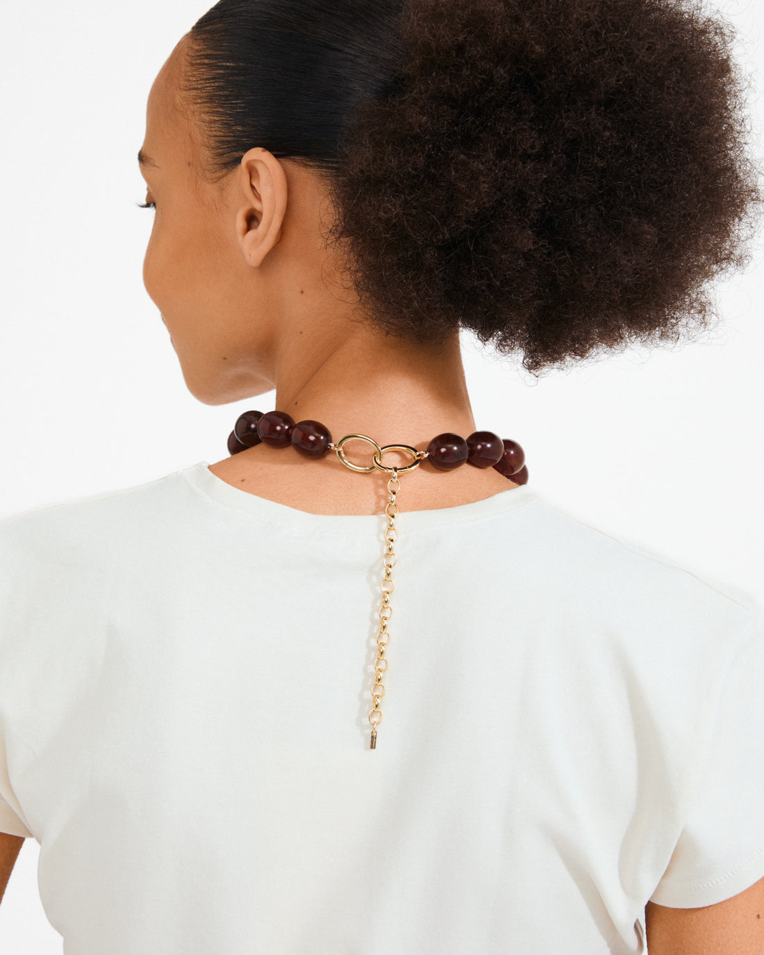 STILL Chunky Bead Necklace in Brown
