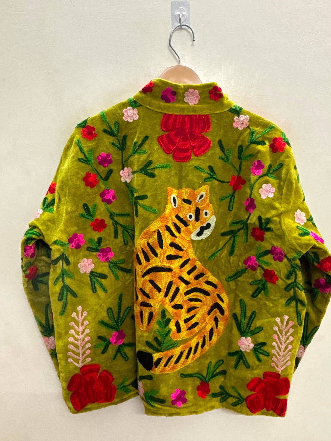 The Buford Susani — Hand-Embroidered Velvet Jacket in Moss Green