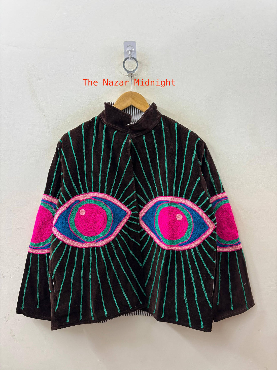 The Nazire Evil Eye Embroidered Velvet Jacket - 2 colours Available