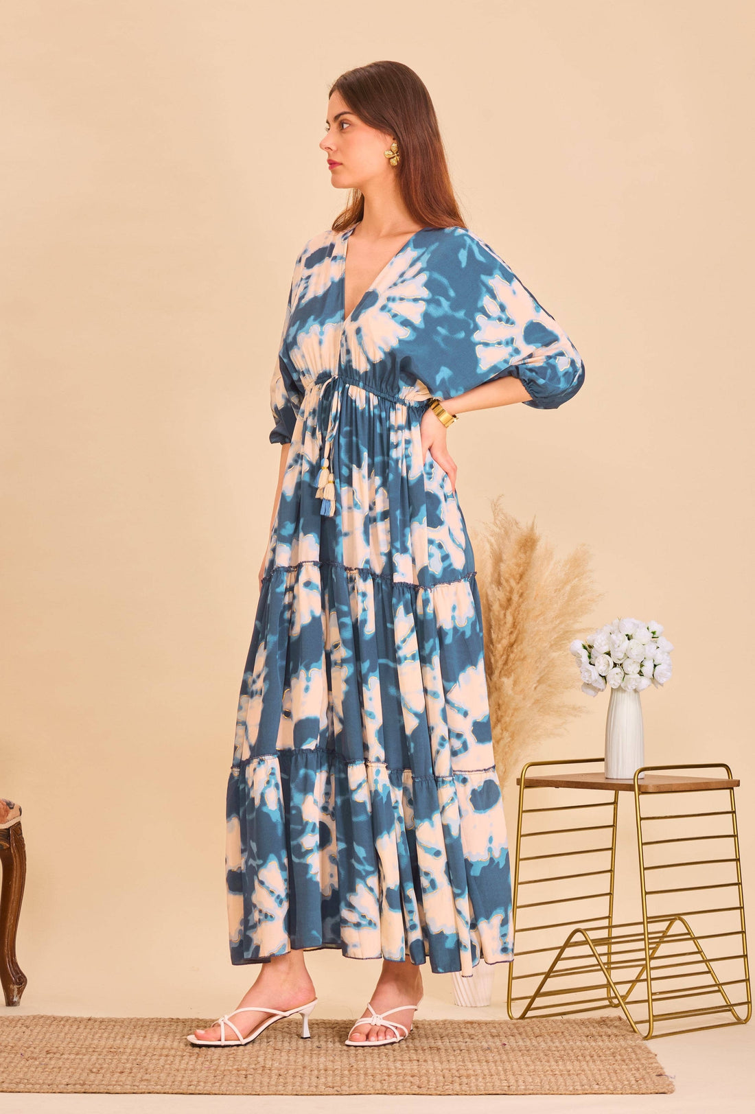 SPLENDOUR Bohemian long silk dress - One Size (UK8-18)