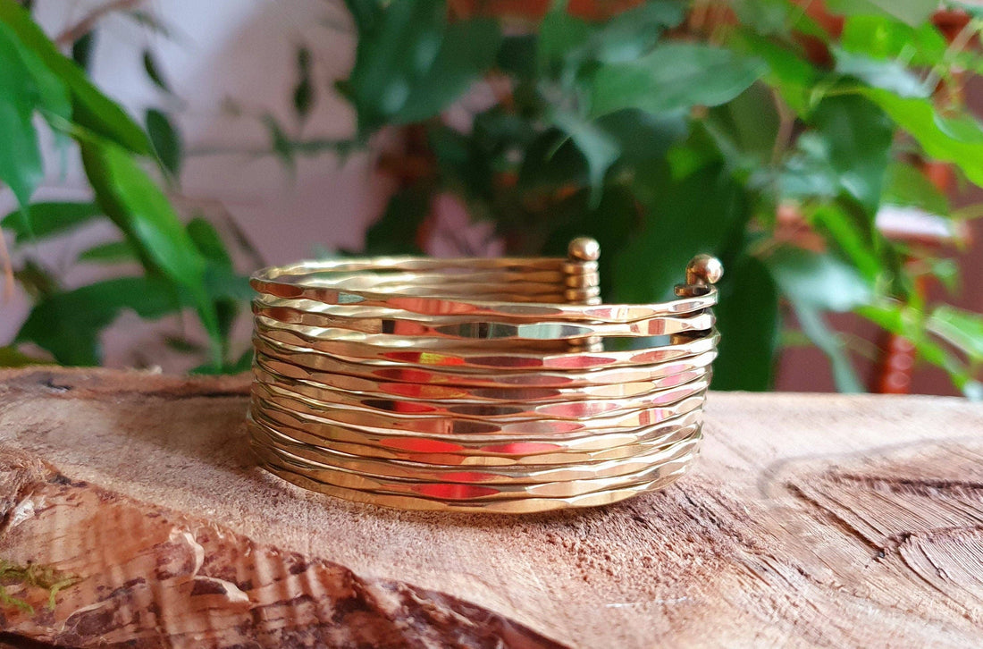GRACE Hammered Brass Cuff Bracelet