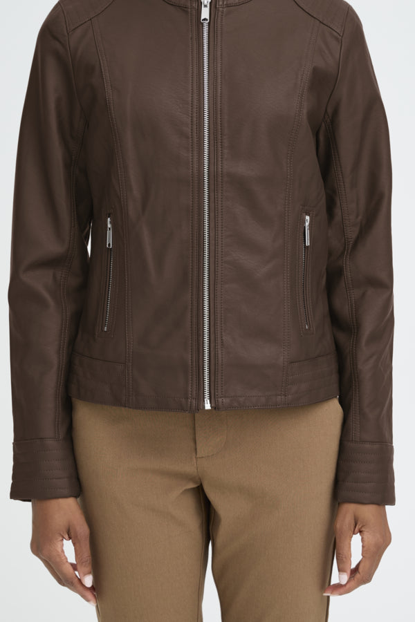 ACOM Vegan Leather Jacket in Chocolate Brown