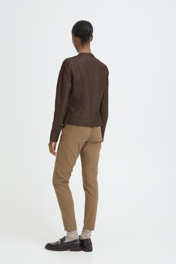 ACOM Vegan Leather Jacket in Chocolate Brown