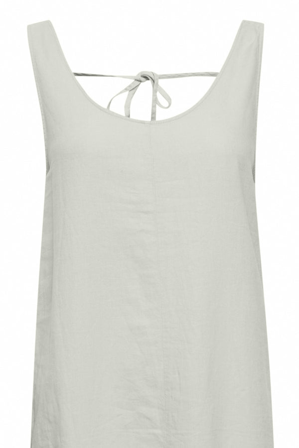 FALAKKA Sleeveless Linen Vest Dress in Off White