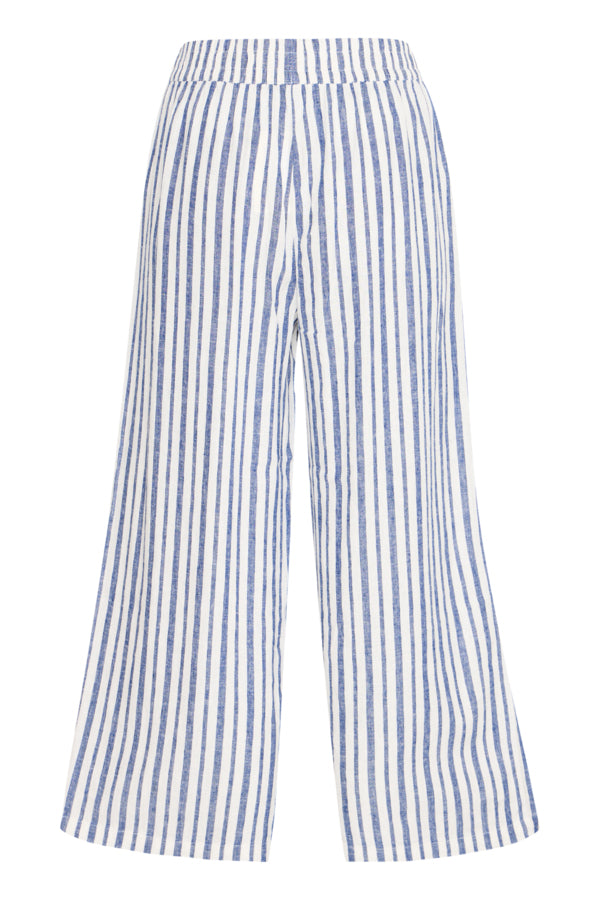 FALAKKA Linen Crop Trousers in Blue Stripe