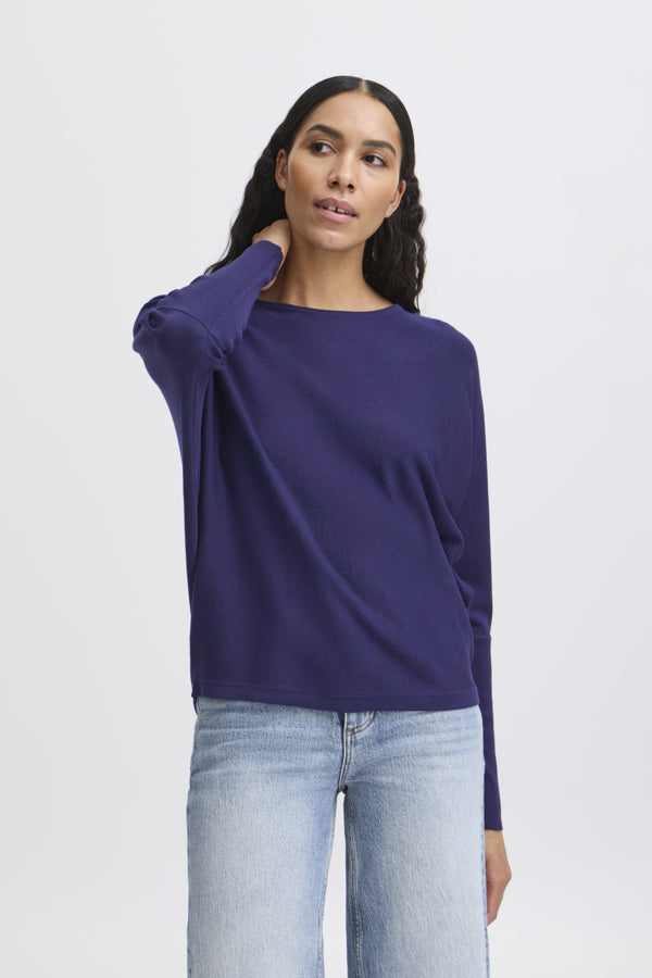 MORLA Fine Batwing Knit in Medieval Navy Blue