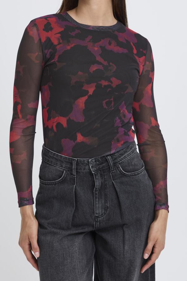 PALOMA Mesh Top in Red Barbados Print