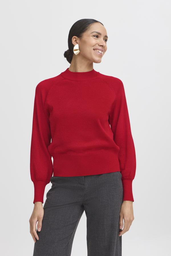 MOBBE Subtle Glitter Jumper in Cherry Red