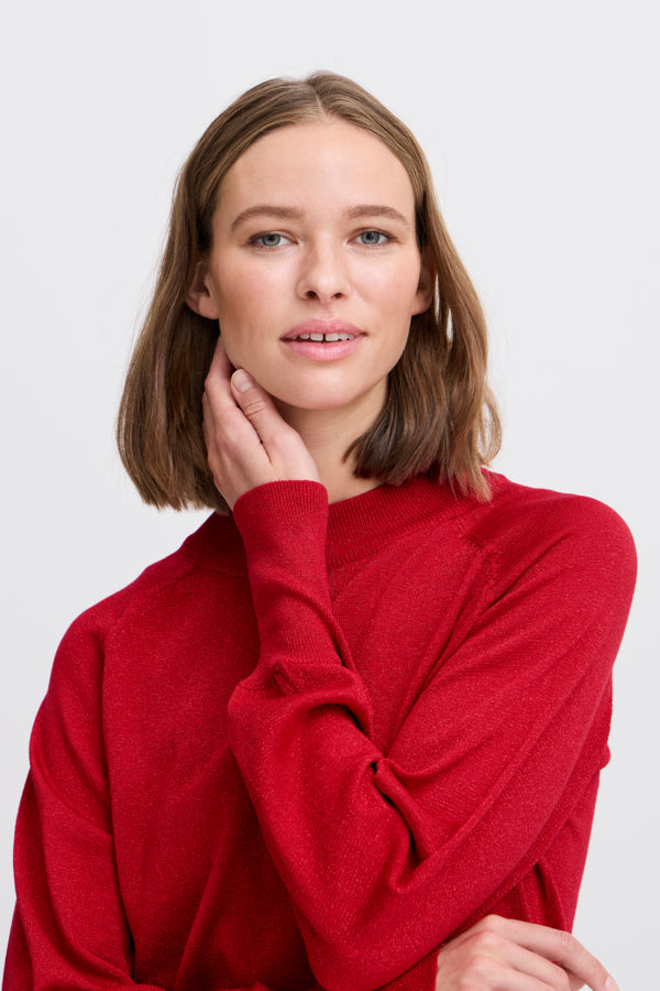 MOBBE Subtle Glitter Jumper in Cherry Red