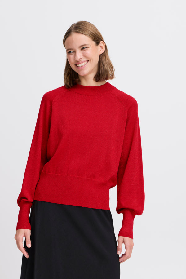 MOBBE Subtle Glitter Jumper in Cherry Red