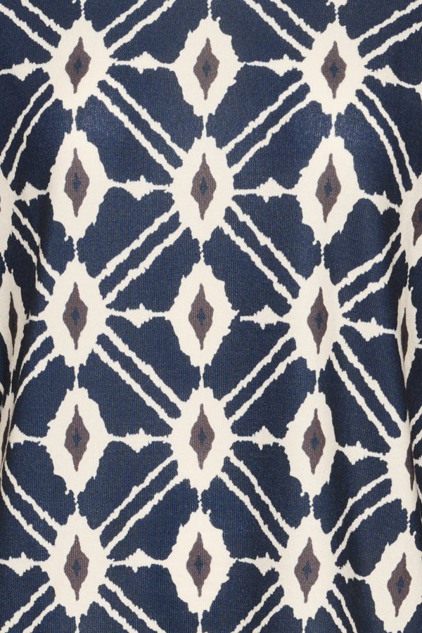PIETA Soft Long Sleeve Top in Navy Aztec Print