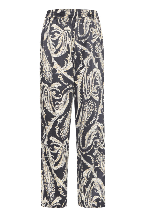 FLAIR Paisley Silk Feel Trousers in Monochrome