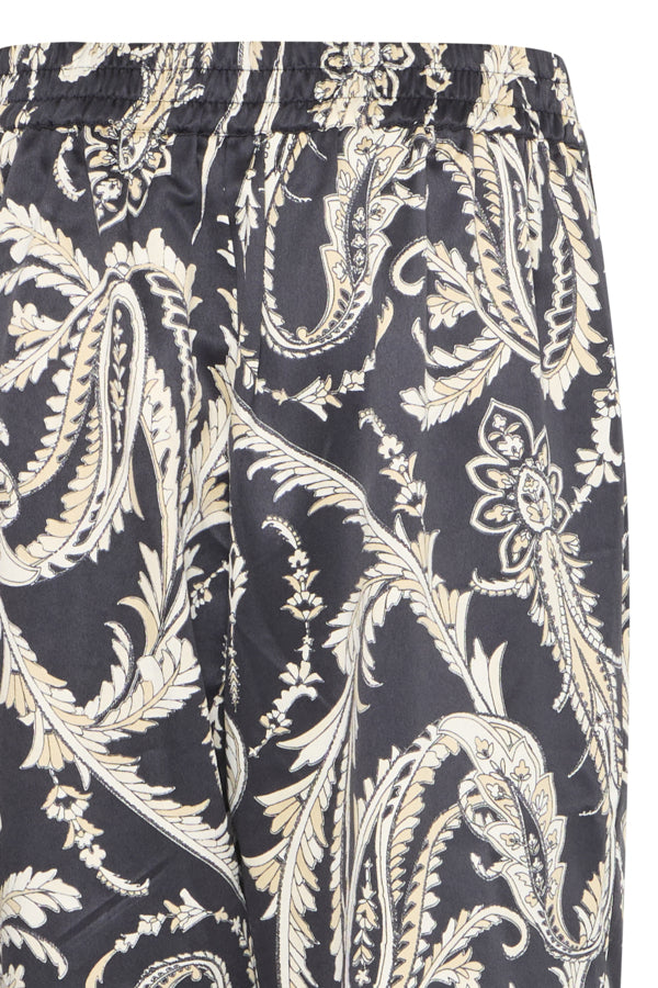 FLAIR Paisley Silk Feel Trousers in Monochrome