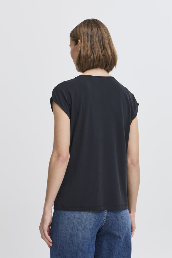 PERL V Neck Tee in Black