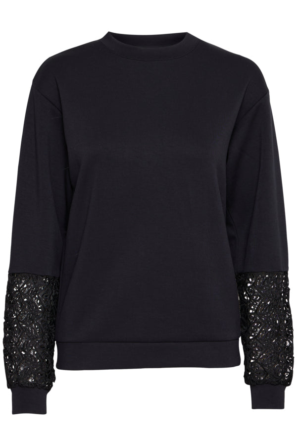 BANA 1 Lace Panel Sweatshirt in Black