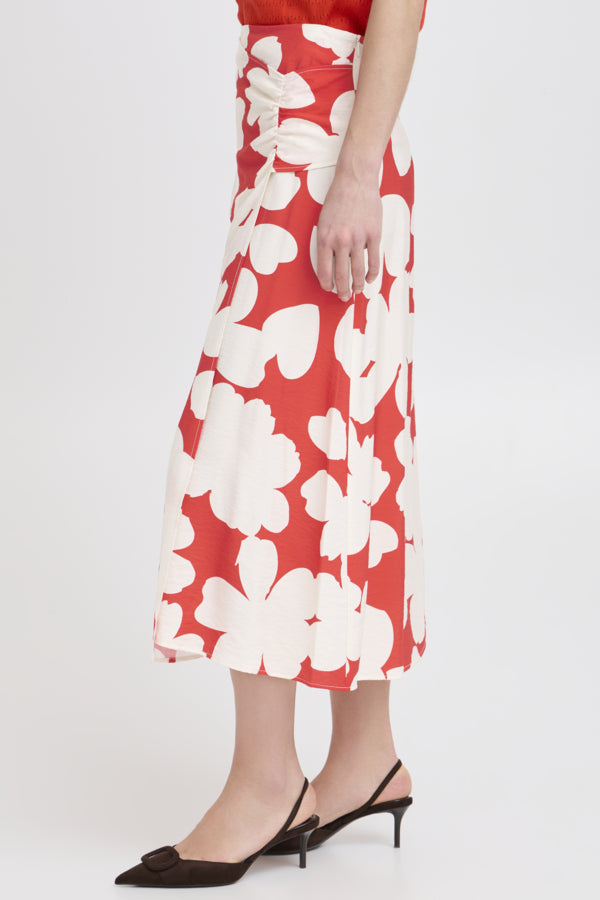 IBINE 3 Skirt in Red Flame Flower Print