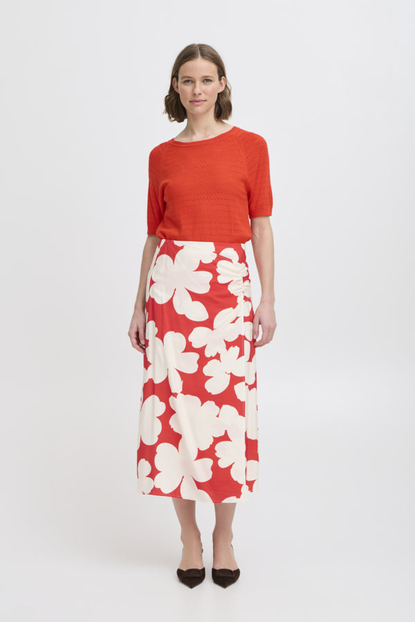 IBINE 3 Skirt in Red Flame Flower Print