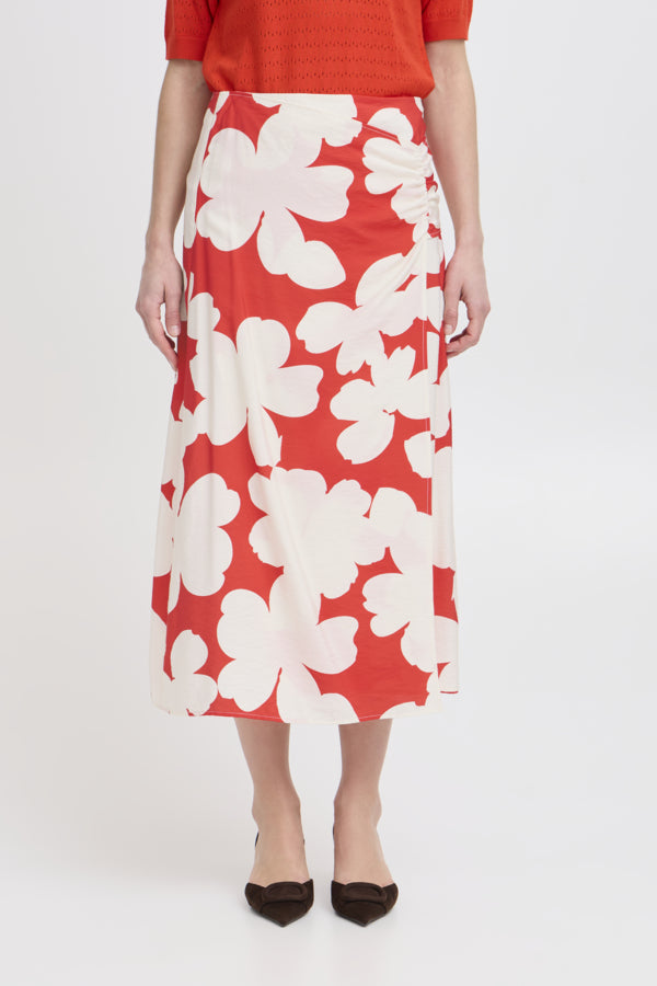 IBINE 3 Skirt in Red Flame Flower Print