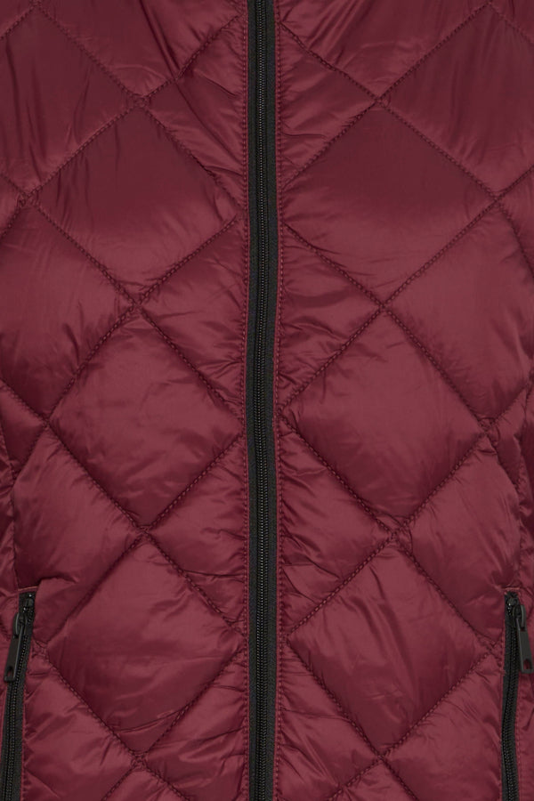 BERTA Hooded Short Puffer Jacket in Burgundy Wine