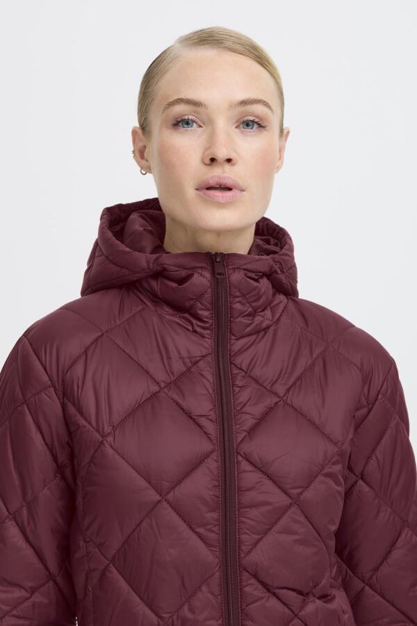 BERTA Hooded Short Puffer Jacket in Burgundy Wine