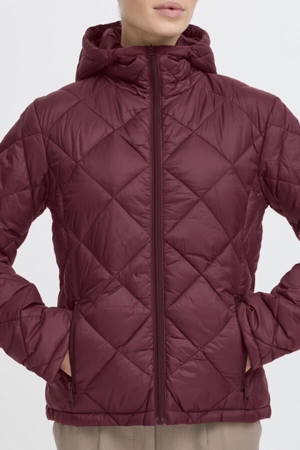 BERTA Hooded Short Puffer Jacket in Burgundy Wine