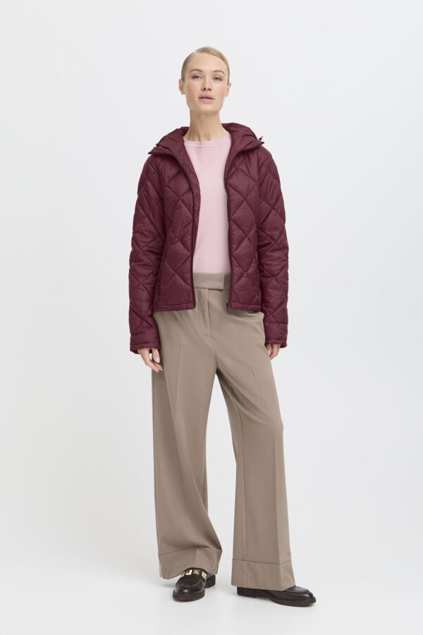 BERTA Hooded Short Puffer Jacket in Burgundy Wine