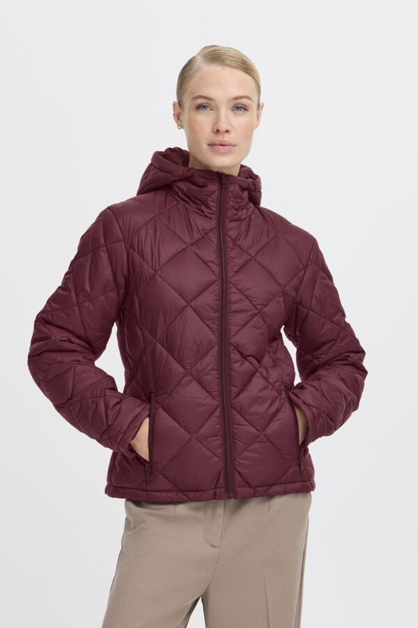 BERTA Hooded Short Puffer Jacket in Burgundy Wine