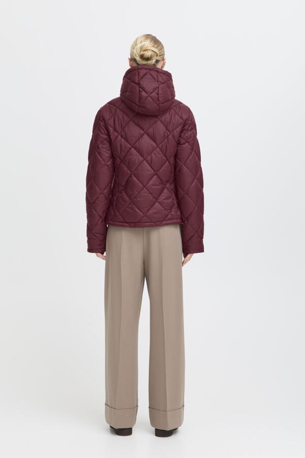 BERTA Hooded Short Puffer Jacket in Burgundy Wine