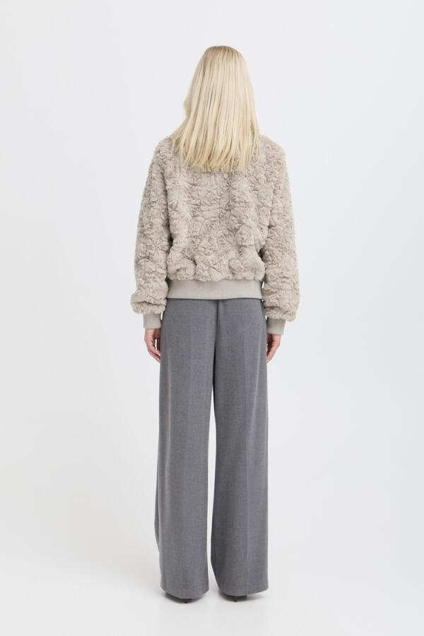ANIKEA Cropped Faux Fur Teddy Bomber in Natural String