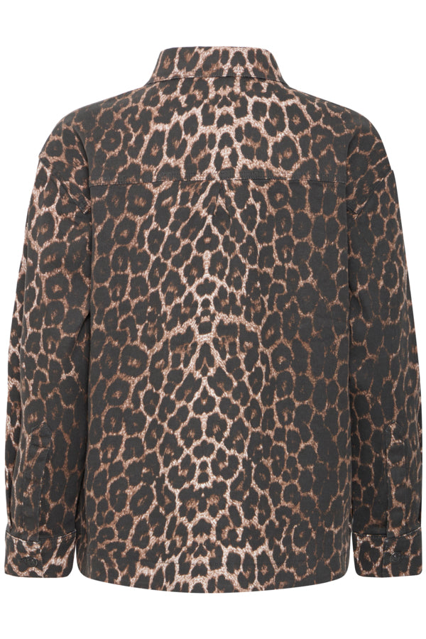 KENNA Denim Shirt Jacket in Leopard Print