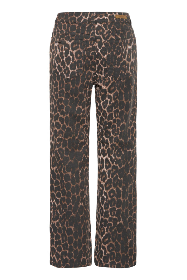 KENNA Wide Leg Cotton Jeans in Classic Leopard Print
