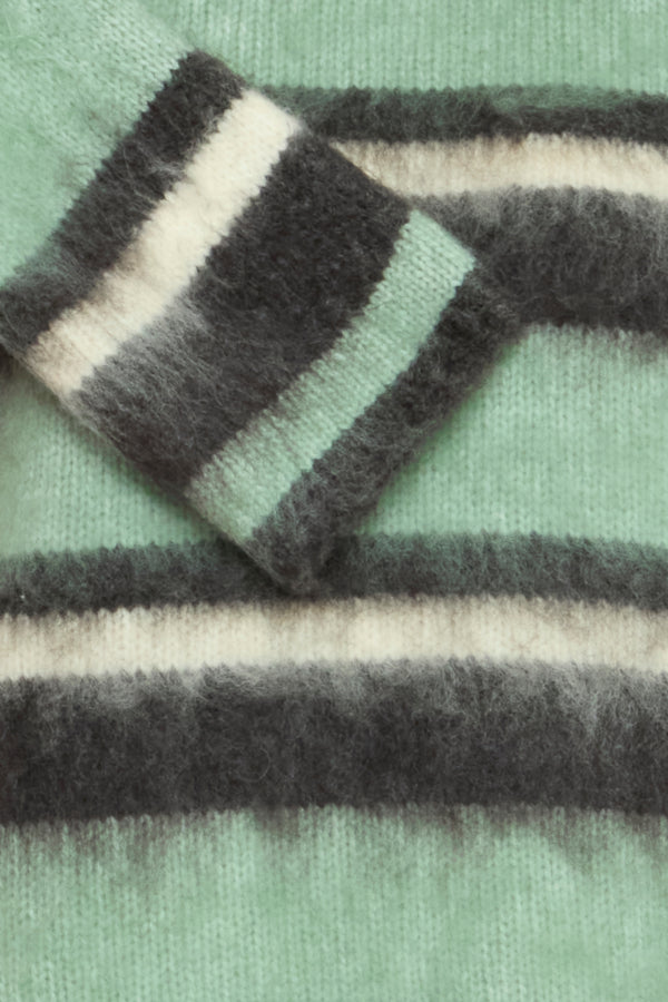 OSA Green Fluffy Mohair Style Stripe Jumper