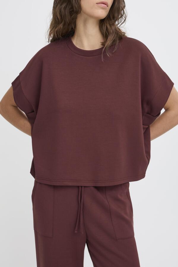 PUSTI Bana Super Soft Short Sleeve Sweatshirt in Wine Royale