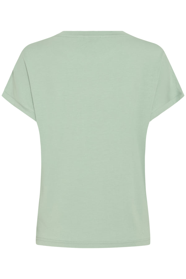 SELITA O-neck Silk Feel Short Sleeve Top in Surf Green