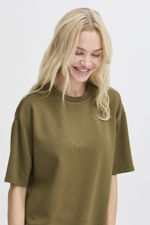 BANA 16 Super Soft Short Sleeve Sweatshirt in Kalamata Khaki Green