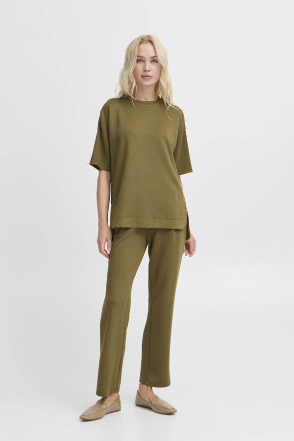 BANA 16 Super Soft Short Sleeve Sweatshirt in Kalamata Khaki Green