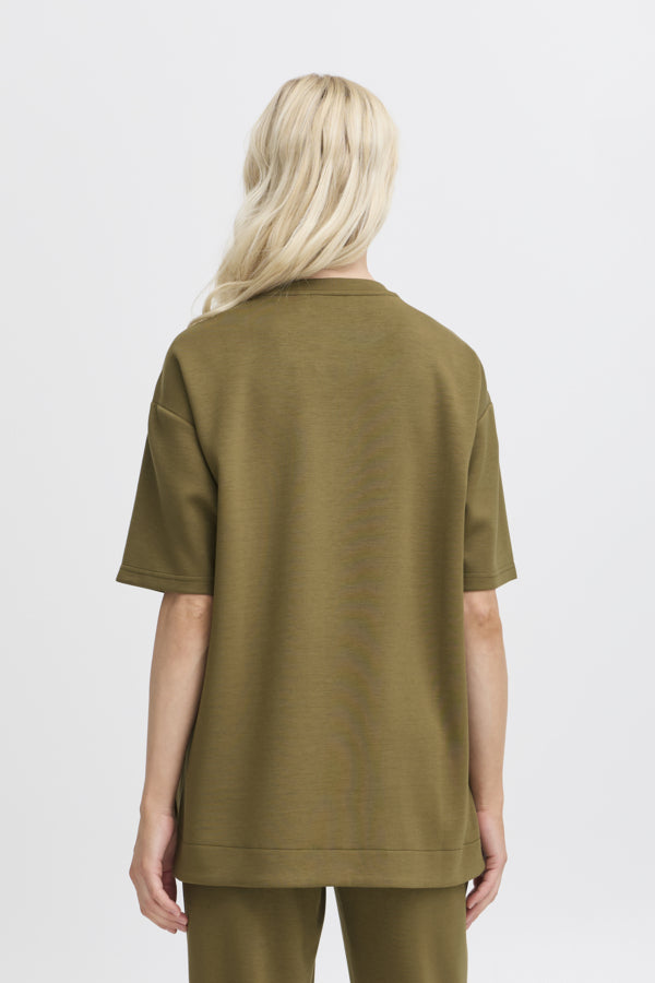 BANA 16 Super Soft Short Sleeve Sweatshirt in Kalamata Khaki Green