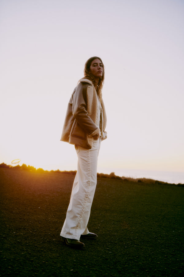 MELIN Fringe Detail Tie Cardigan in Birch Cream