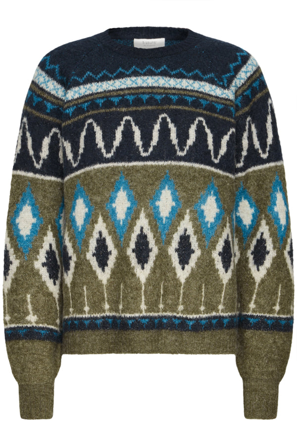 NAFTA Jaquard Blue and Green Fair Isle Jumper