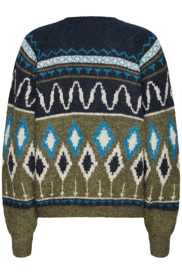 NAFTA Jaquard Blue and Green Fair Isle Jumper