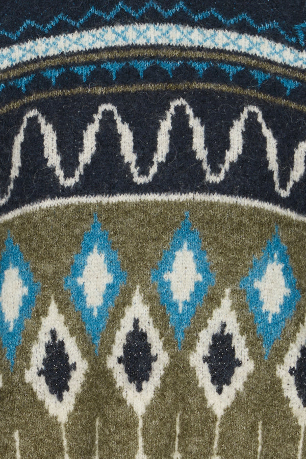 NAFTA Jaquard Blue and Green Fair Isle Jumper